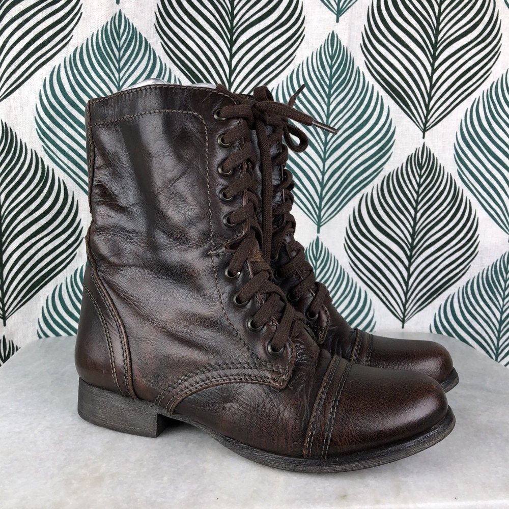 Steve Madden Combat Troopa Brown Leather Boots